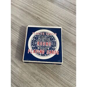 VINTAGE Blue Plastic Coated Round Playing Cards, Complete Set   Made in Japan